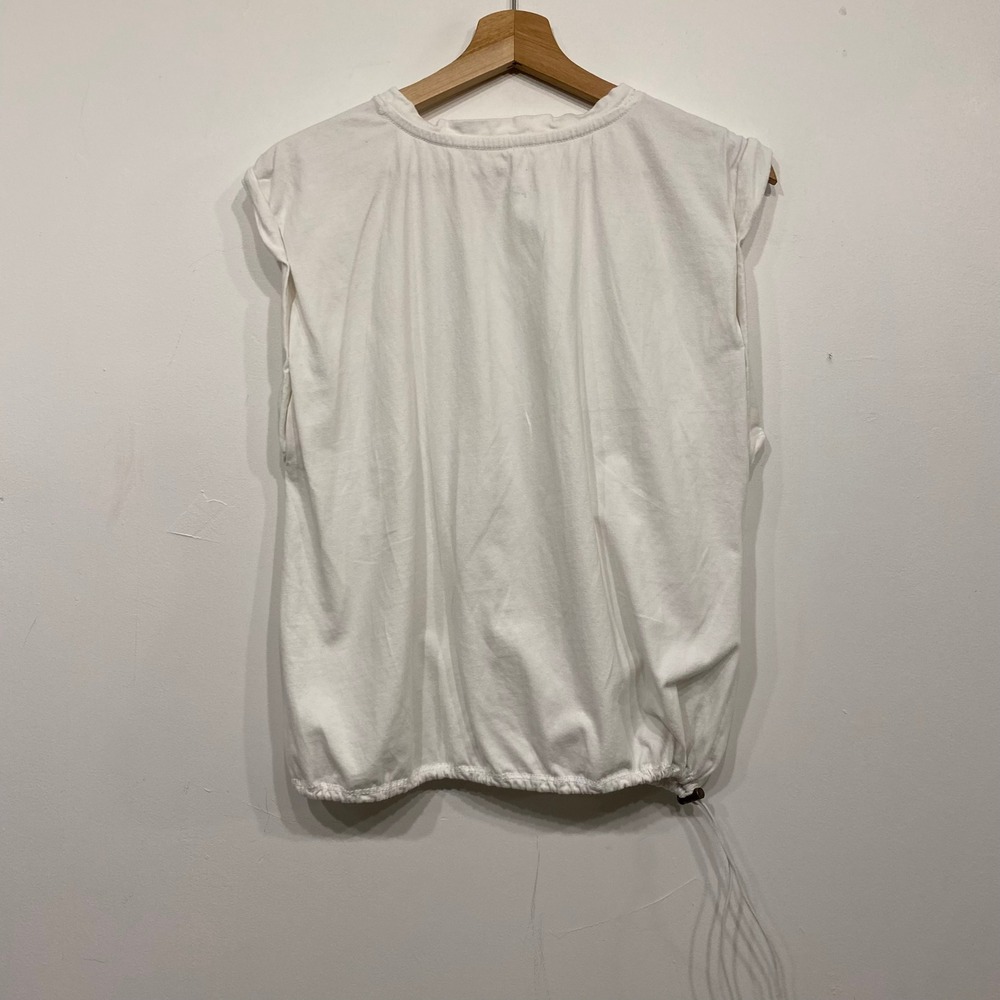 Pilcro White Muscle Tee Sleeveless Drawstring Hem Top Medium - Picture 5 of 5